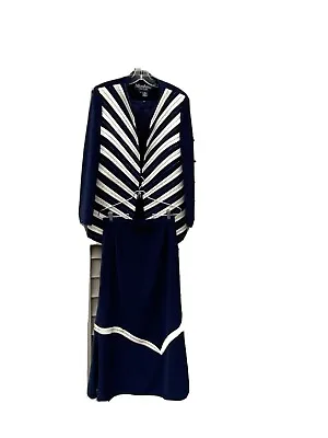 Moshita Couture Formal Skirt Suit Navy Blue Size 8 • $72.99