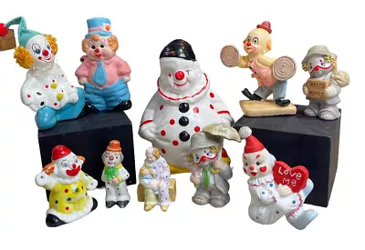 Vintage Ceramic Mini Medium Size Circus Clowns Lot Of 10 • $15.19