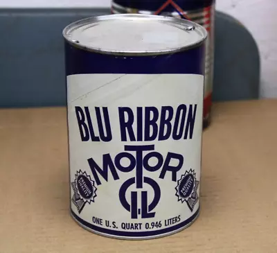 GREAT SHAPE ~ 1960s Era BLUE RIBBON MOTOR OIL Old 1 Quart Can • $37