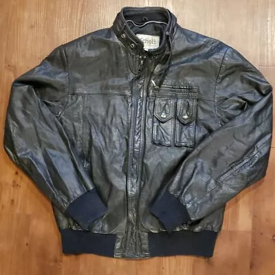 $150 • Buy Schott Leather Cafe Racer Jacket Vintage Black 42 Biker 