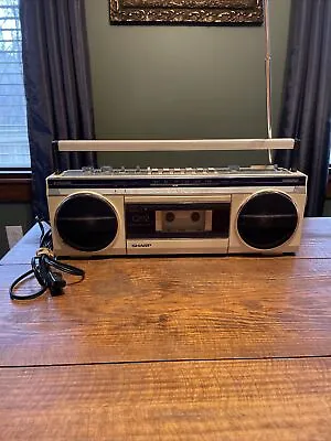 Vintage SHARP QT12 Boombox Stereo Radio Tape Cassette Ivory • $122