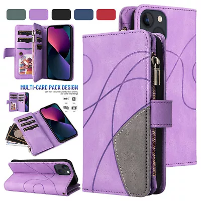 $17.60 • Buy For IPhone 14 13 Pro Max 12 11 XR X XS 876+ SE2 Zipper Leather Wallet Stand Case