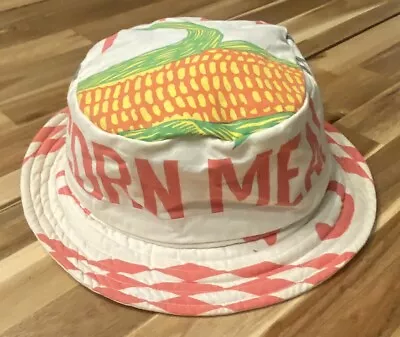 Vintage Corn Meal All Over Print White Bucket Hat Cap Superior Co Of Canada • $25