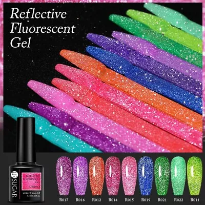 UR Sugar Glitter Nail Gel Reflective Neon Gel Polish Soak Off  Nail Gel Flashing • £3.99