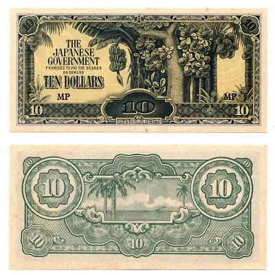 Japanese Malaya Occupation Money - Ten Dollar 1942 - Series Mp Uncirculated • $3.74