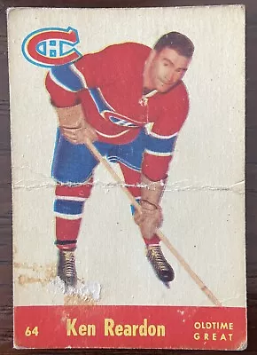 1955-56 Parkhurst Quaker Oats #64 Ken Reardon Old Time Greats Montreal Canadiens • $72.82