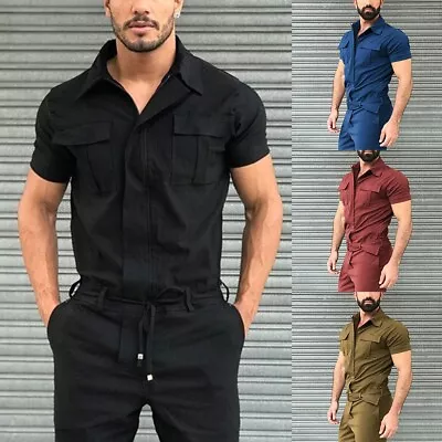 Men's Light Weight Mechanic Jumpsuit With Adjustable Waist Belt All Day Comfort • $52.84