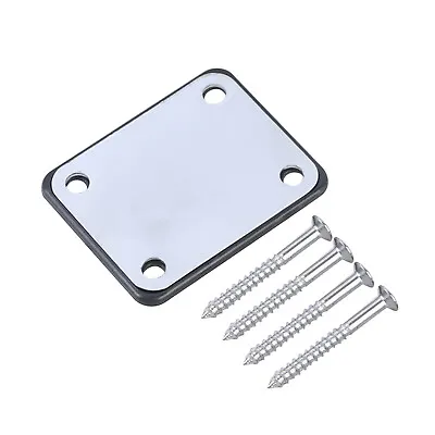 Chrome Electric Guitar Neck Plate W/ 4 Screws For Fender Stratocaster Telecaster • $7.92