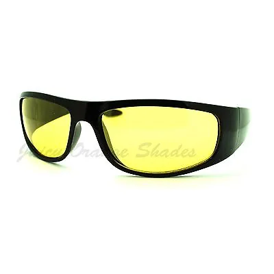 Mens Biker Yellow Lens Sunglasses Motorcycle Riding Glasses • $9.95