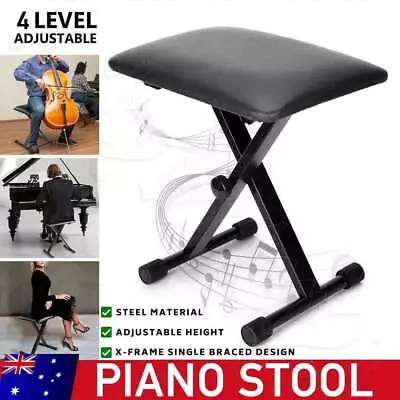 Portable Black Piano Stool Seat Adjustable Keyboard Stand Folding Bench Chair AU • $21.95