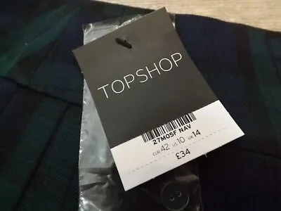 £12.50 • Buy Topshop Brand New Tags Cost £34 Pleated Skirt Mini Kilt Tartan Check Uk 14 Vsexy