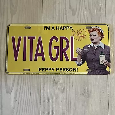 I Love Lucy VITA GRL I'M A HAPPY PEPPY PERSON License Plate NEW Collectible • $15.55