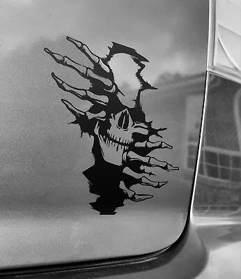 Peeking Skull Vinyl Car Decal Sticker • $10