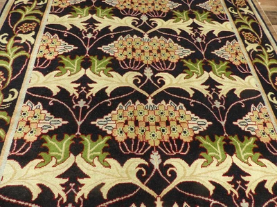 $1008 • Buy 8'x10' New William Morris Hand Knotted Wool Arts & Crafts Oriental Black Rug