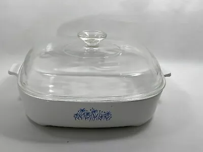 Corning Ware Sears Blue Floral Pattern MW-16 Covered 10  Microwave Browning Dish • $20