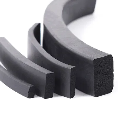 Flat Sponge Strip EPDM Black Foam Rubber Seal Gasket Width 5-50mm Thick 3/5/10mm • £1.66