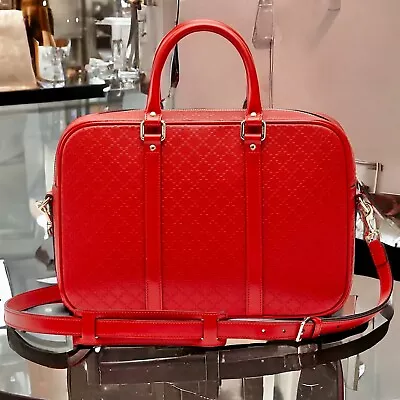 GUCCI GG Red Briefcase Leather Tablet Case Messenger Shoulder Bag AUTHENTIC • $499.99