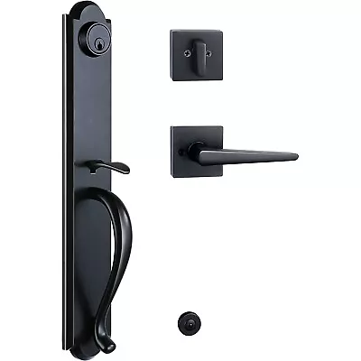 Matte Black Front Entry Door Handle Set For Single Door With Interior Lever • $84.99