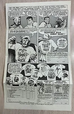 1965 Mmms T-shirt Mail Order Form #2 Nm Rare Dr. Doom Hulk Marvelmania  Mmms • $150