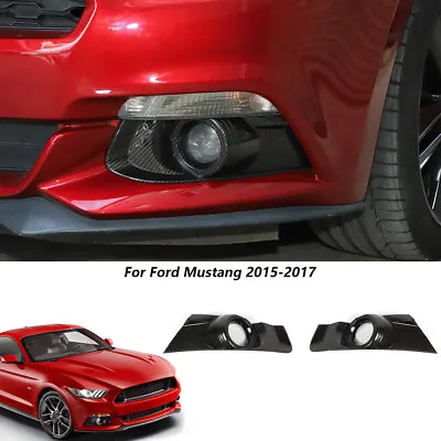 Carbon Fiber Front Fog Light Cover Trim Accessories For Ford Mustang 2015-2017 • $32.29