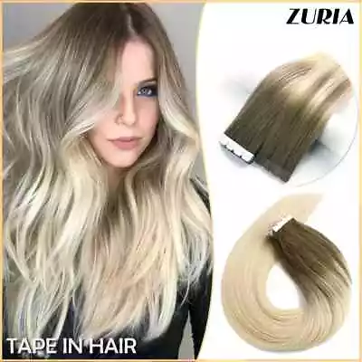 Mini Tape In Human Hair Extensions Invisible Skin Weft Adhesive Hair Extensions • $20.89