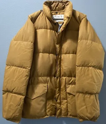 Vintage Class 5 Mountaineering Down Puffer Jacket Gold Size Large No Hood • $80