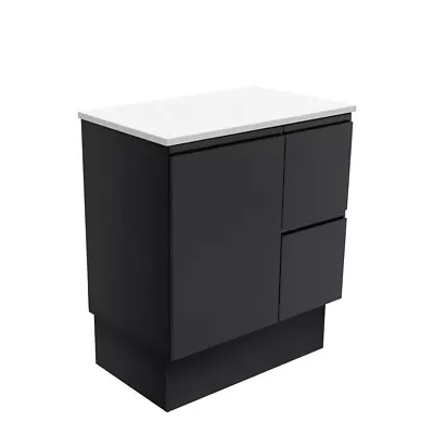 Fienza Bathroom Vanity 750 Cabinet On Kickboard Cupboard Fingerpull Black 75ZBKR • $545