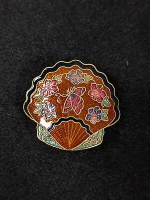 Vintage Butterfly Flower Shell Cloisonne Bolo Slide Pendant Only • $6.99