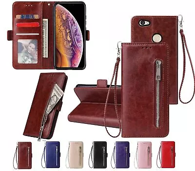 Redmi Note 5A Pu Leather Wallet Case With Card Front Zip Side Magnet Closure • $9.50