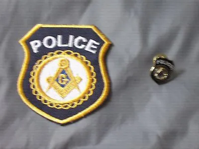 Masonic Police Officer Iron Sew Patch Tac Pin Square Compass Shield NEW! • $12.79