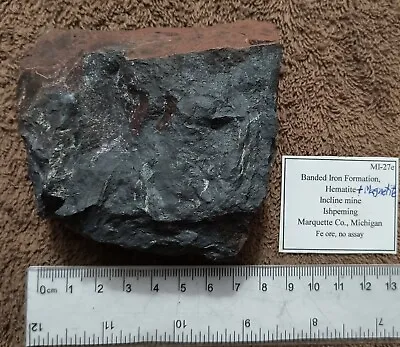 Banded Iron Formation Hematite-Magnetite Incline Mine Ishpeming Michigan • $9.99