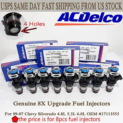 OEM 8x Fuel Injectors OEM 17113553 For 99-07 Chevy Silverado 4.8L 5.3L 6.0L • $42.59
