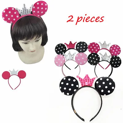 2 Pieces Dots Disney Headband Mouse Ears Headband Mickey Theme Park Costume  • $7.30