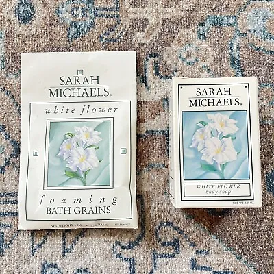 Sarah Michaels Vintage 90s White Flower Body Soap And Foaming Bath Grains • $13.99