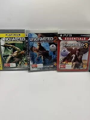 PS3 Games Bundle Lot – 3 Games – Uncharted 1 2 3 Bundle PAL • $29.95