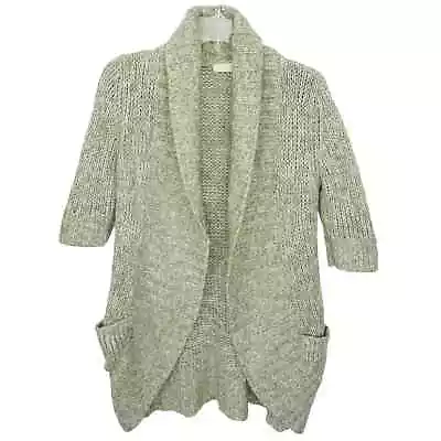 Anthropologie Pins And Needles Sage Green Cardigan Size M Short Sleeve Sweater • $20.99