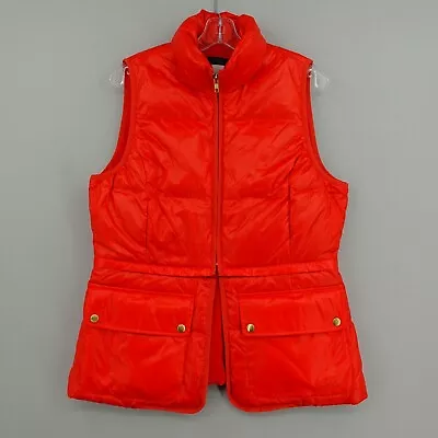 J Crew Collection Down Puffer Vest Women Large Convertible Cropped Full Zip Red • $59.99