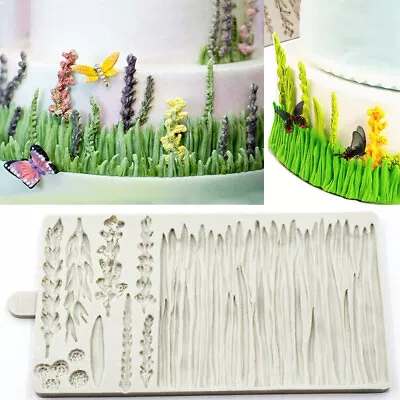 Grass Silicone Fondant Mold Chocolate Cake Bakeware Border Decoration DIY Mould • £6.59