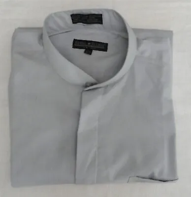 Daniel Ellissa Dress Shirt ~ Men's 17 ½ 37 ~ Banded Collar ~ Gray Hidden Buttons • $15