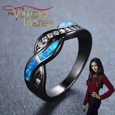 The Vampire Diaries Elena Gilbert Zirconia Fire Opal Infinity Tungsten Ring • £9.95