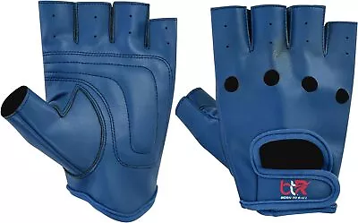 Men's Vegan Pu Leather Driving Gloves Fingerless Fashion Classic • $10.99