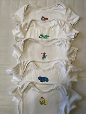 Toddler Unisex Vest Bodysuits Bundle White Safari Animals Age 2-3 Years • £3