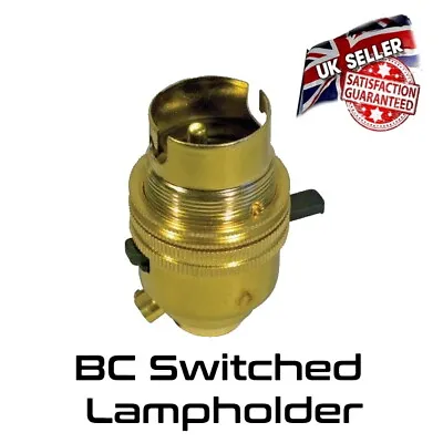 £6.75 • Buy Brass Lamp Holder Switched - Bayonet BC - Bulb Holder 1/2  Thread *UK Stock*