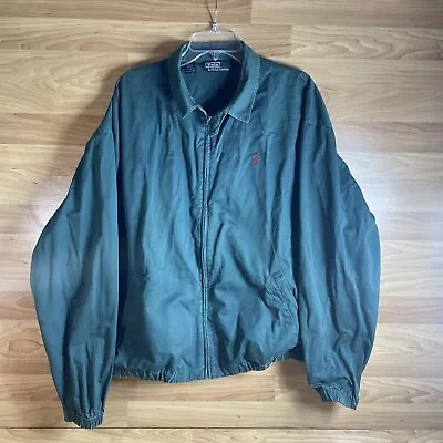 Polo Ralph Lauren Vintage Green Jacket Sz XL Chore Pony Zip Up Coat Front Pocket • $39.99