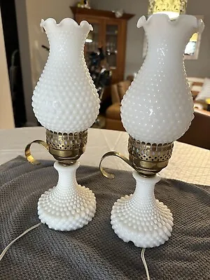 Turn Key Hobnail Milk Glass Lamps • $25