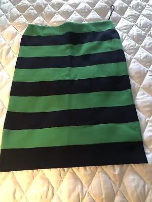 £45 • Buy Ralph Lauren Green Blue Stripe Stretch Knit Bodycon Tube Skirt BNWT L