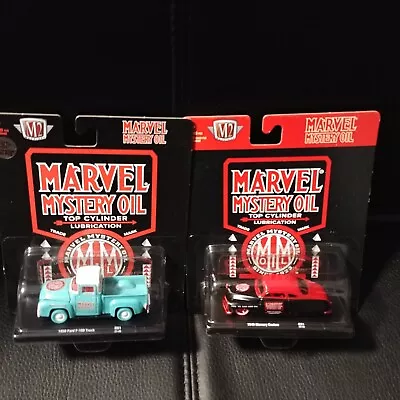 1/64 M2 Chase Marvel Mystery Oil 1956 Ford F-100 Pickup + 1949 Mercury Card Flaw • $40.07