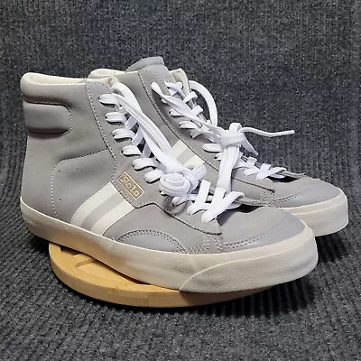 Polo Ralph Lauren Gervin Mid Suede Leather Shoes Men's 10.5 Gray Sneakers NWT • $55.44