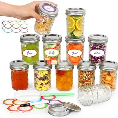 Mason Jars 8 Oz With Lids&Bands 12Pack Small Canning Jars 8 Oz - 8 Oz Glass ... • $23.76