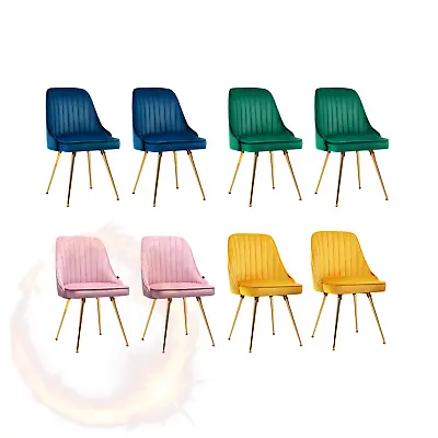 Artiss Set Of 2 Dining Chairs Retro Chair Cafe Kitchen Modern Metal Legs Velvet • $127.38